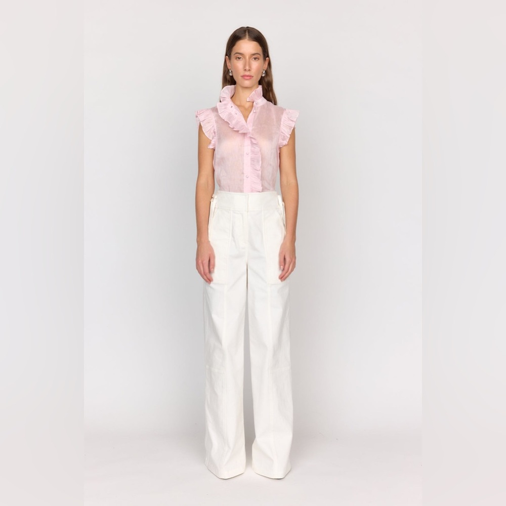 Christy Lynn Women’s Large Marfa Ruffle Top Blush Pink Organza Feminine‎ Luxury - Picture 10 of 11